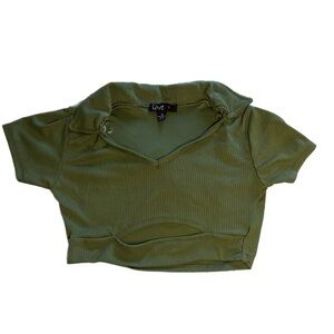 Green Cutout Crop Top